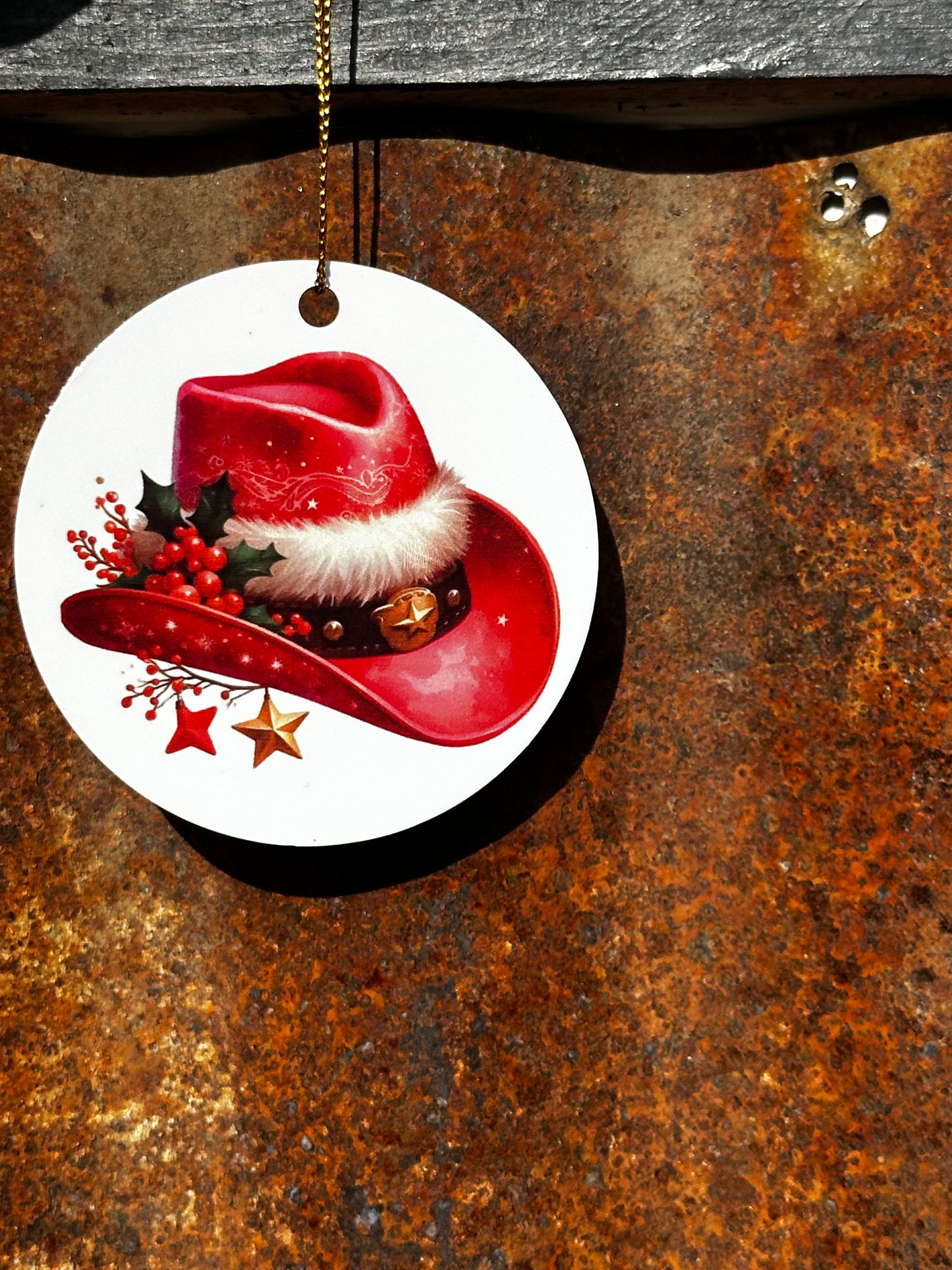 Pink cowgirl hat ornament