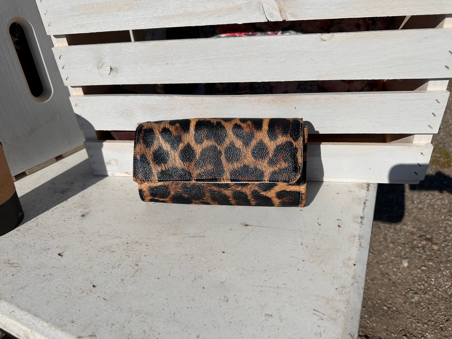 Leopard print wallet with western print interior