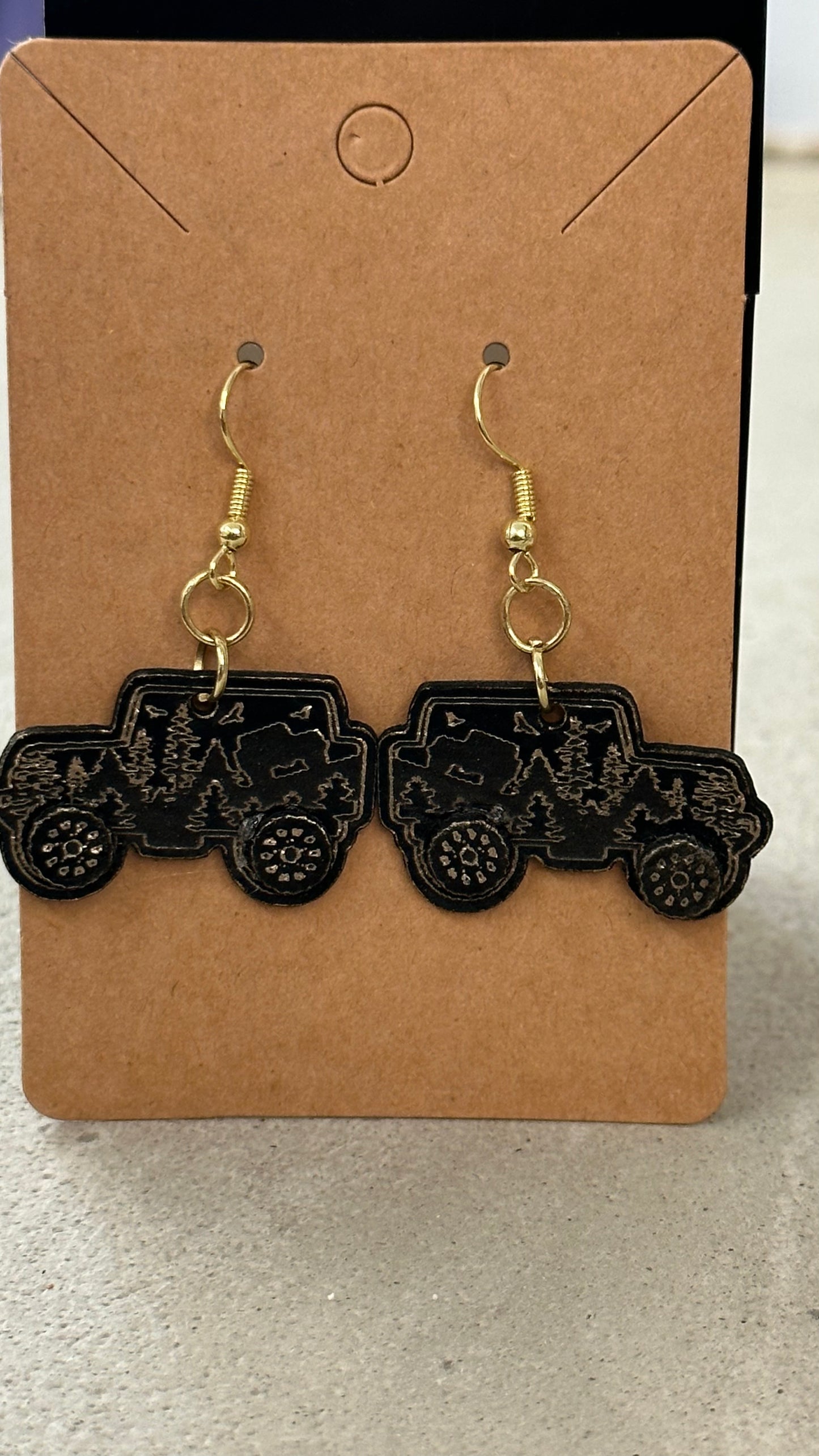 Jeep off road faux leather earrings