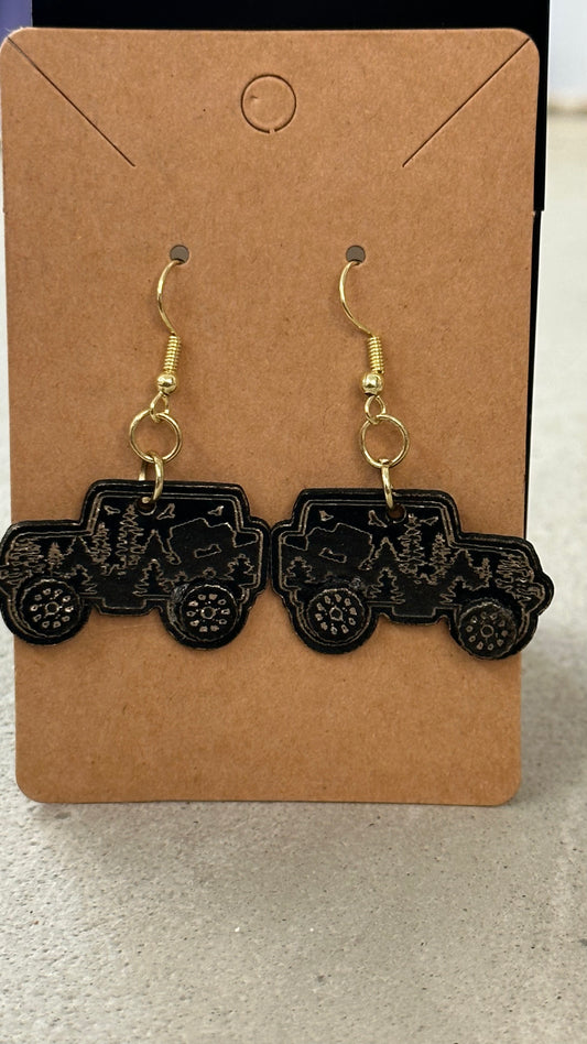 Jeep off road faux leather earrings