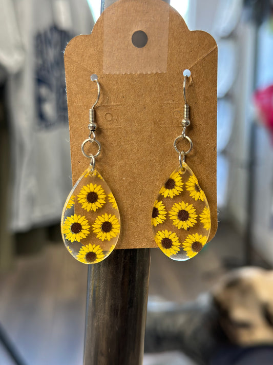 Sunflower Teardrop Earrings