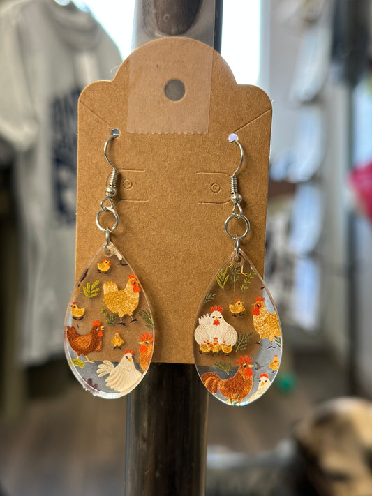 Chicken Tear Drop Earrings