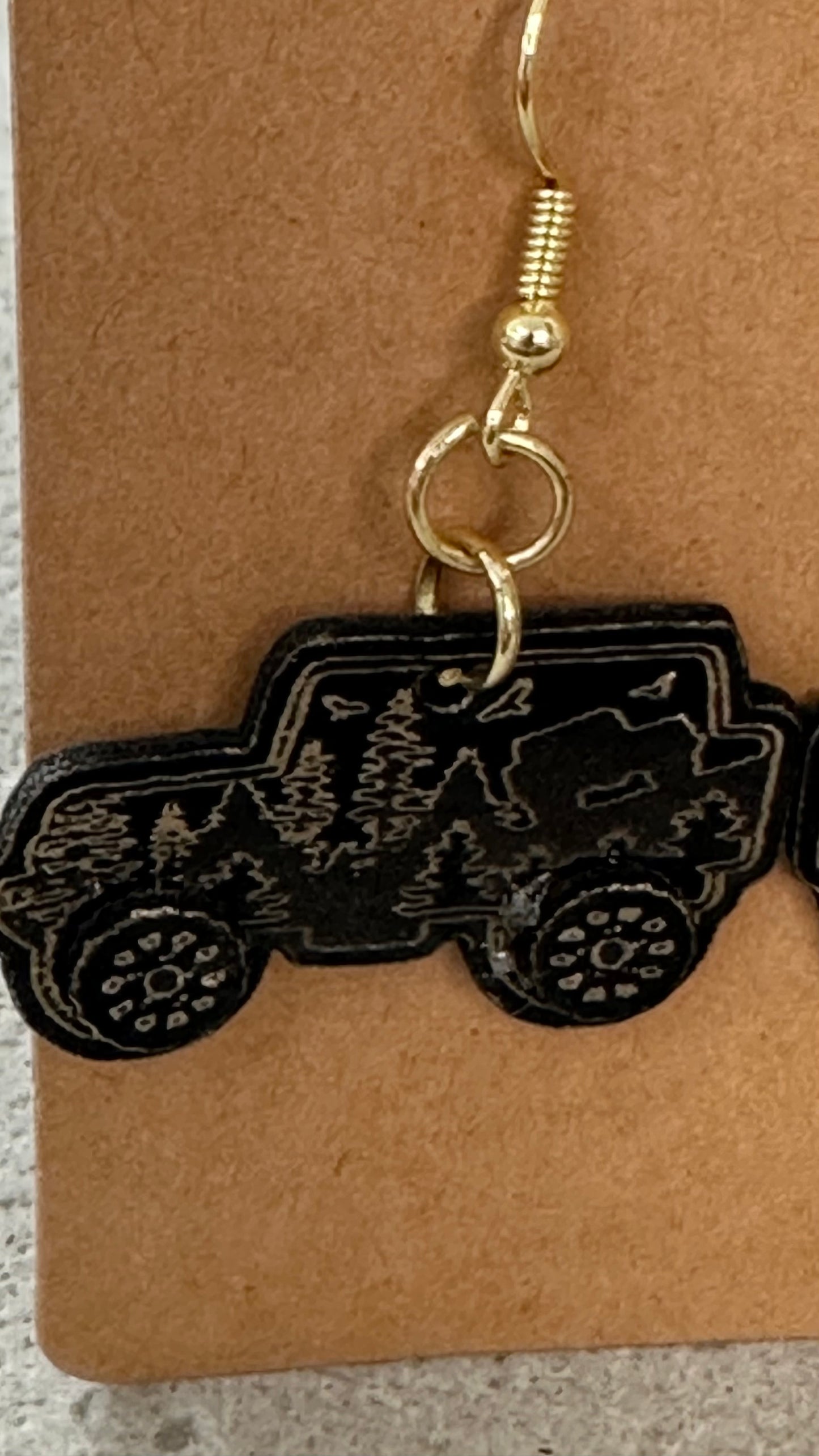 Jeep off road faux leather earrings