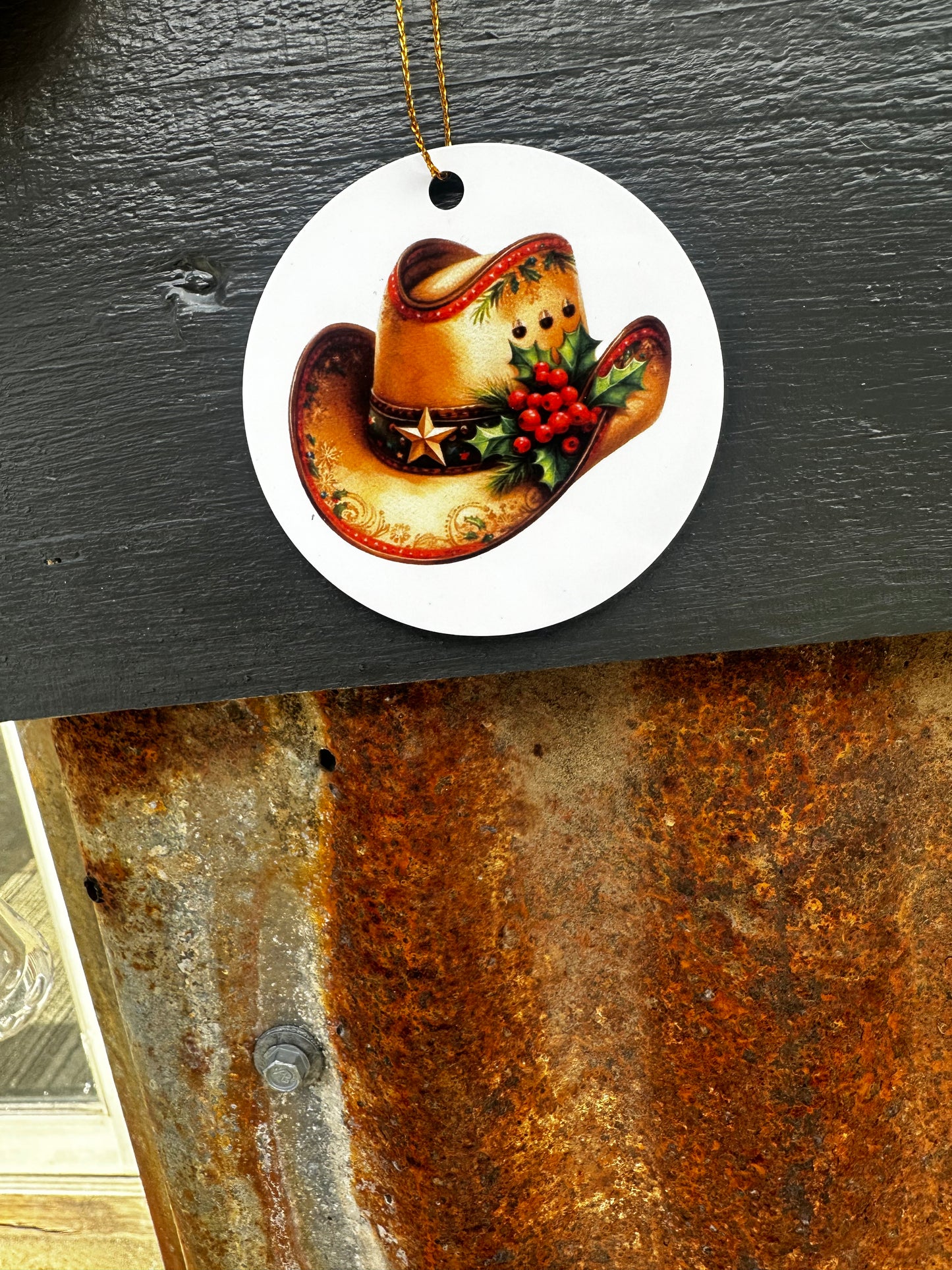 Western tan cowboy hat ornament