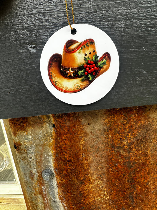 Western tan cowboy hat ornament